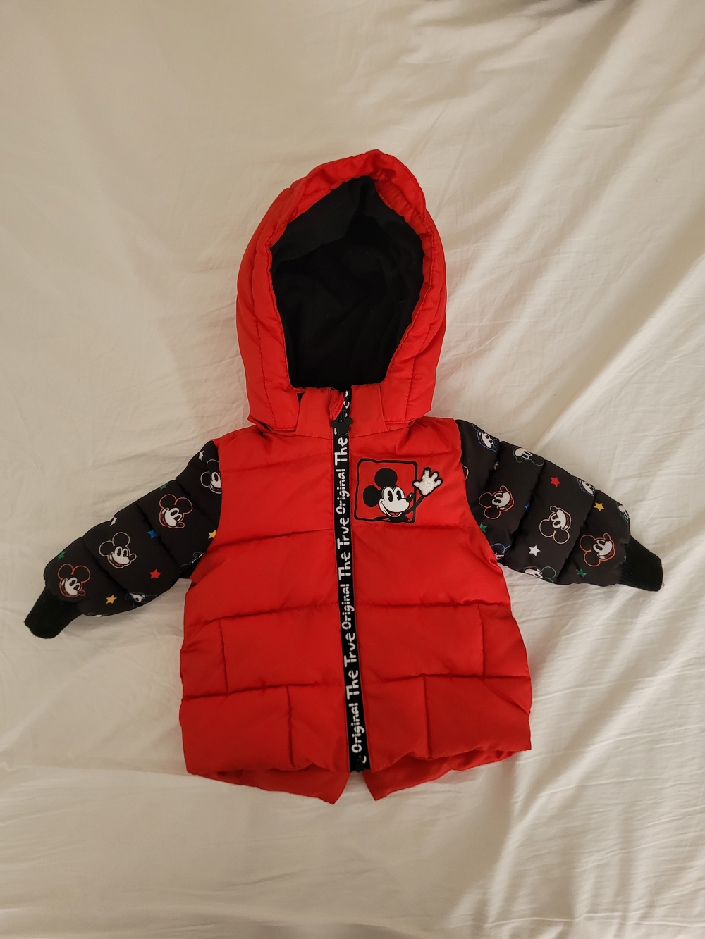 Disney Red & Black Mickey Mouse Puffer Jacket with Hood